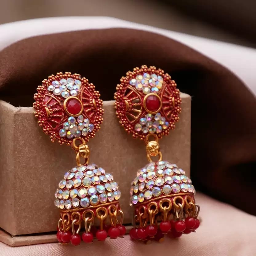Royal bridal alloy earrings(Red) view 2