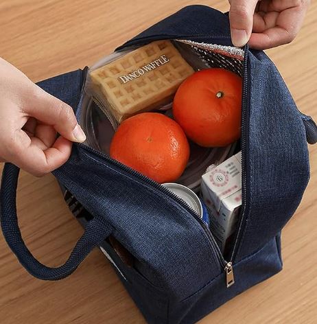 TWOK Insulated Nylon Lunch Bags Small for Women Work, Student Kids to School | Picnic Travelling Lunch Box Cover Lunch Bag for Office with Handle - Multi Color view 2