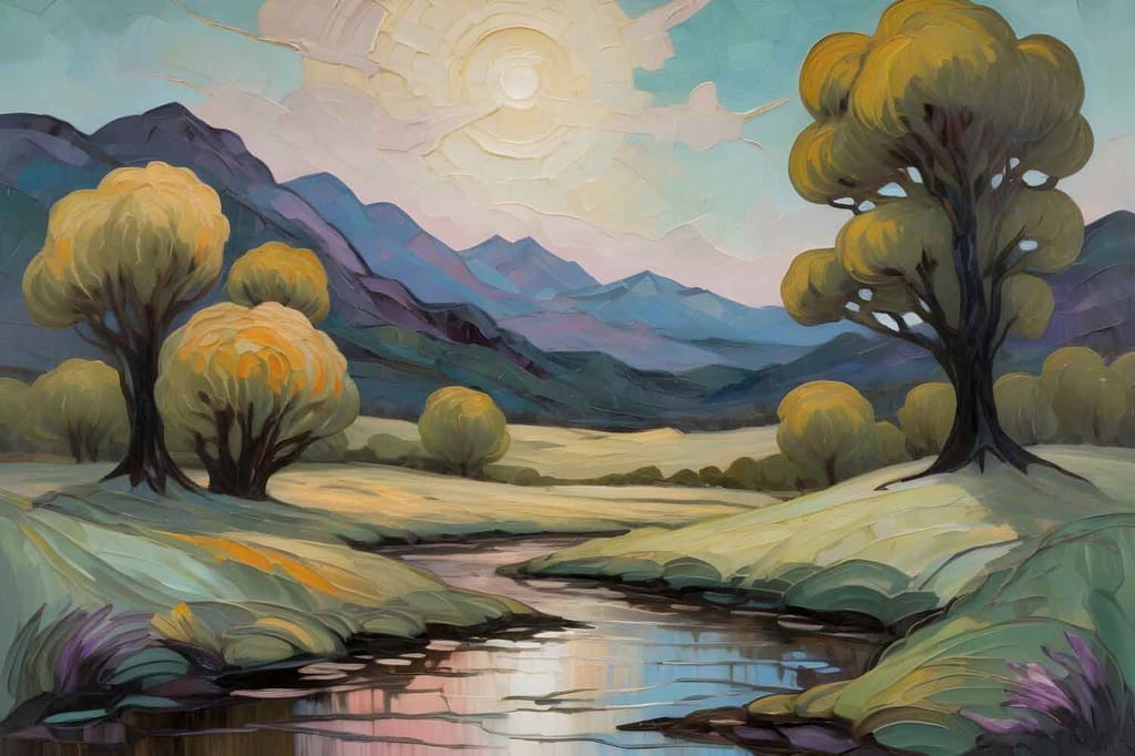 SCENIC LANDSCAPE PAINTING 24in X 16in WITH BLACK FRAME view 2