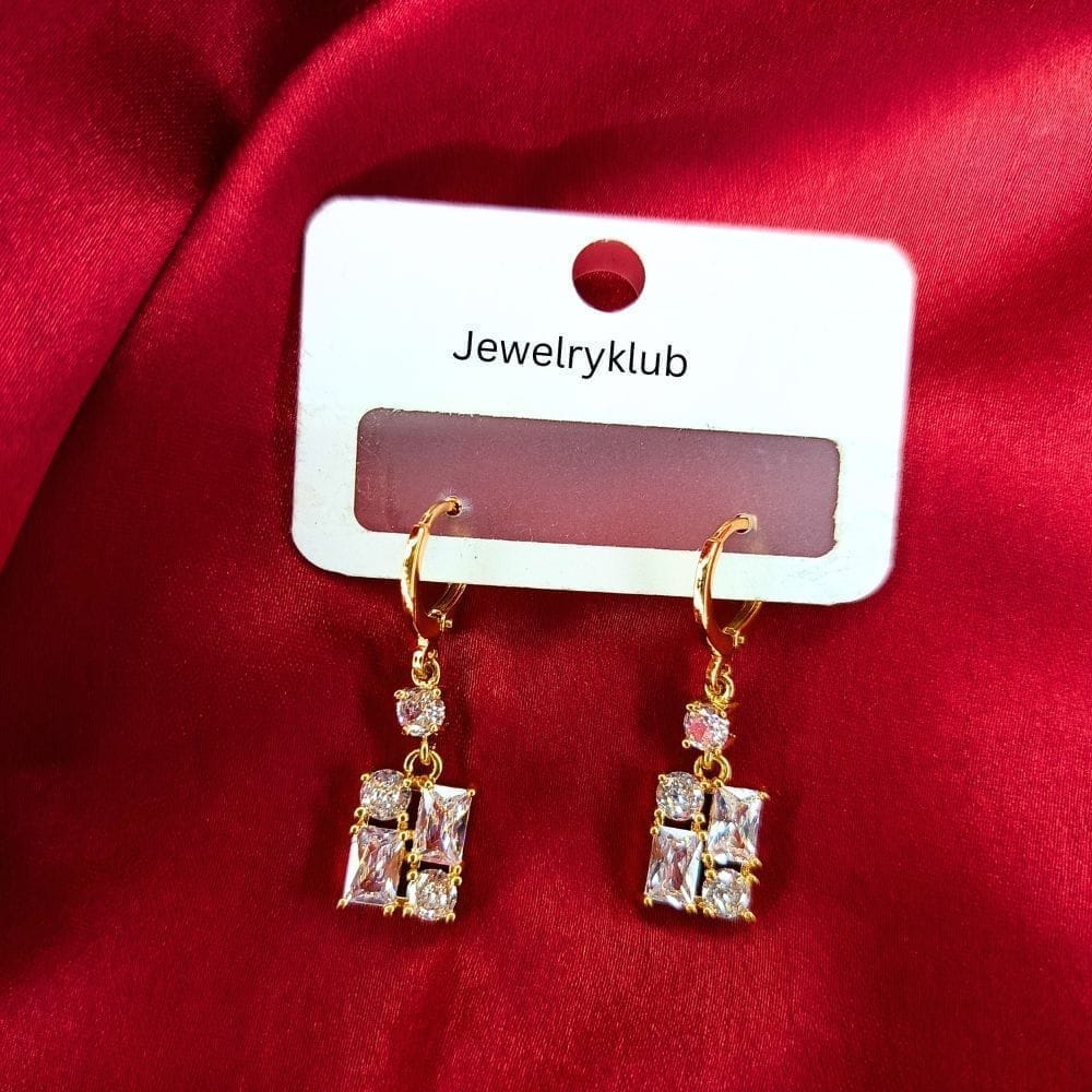 Jewelryklub Cubic Zirconia Baguette Drop Earrings view 2
