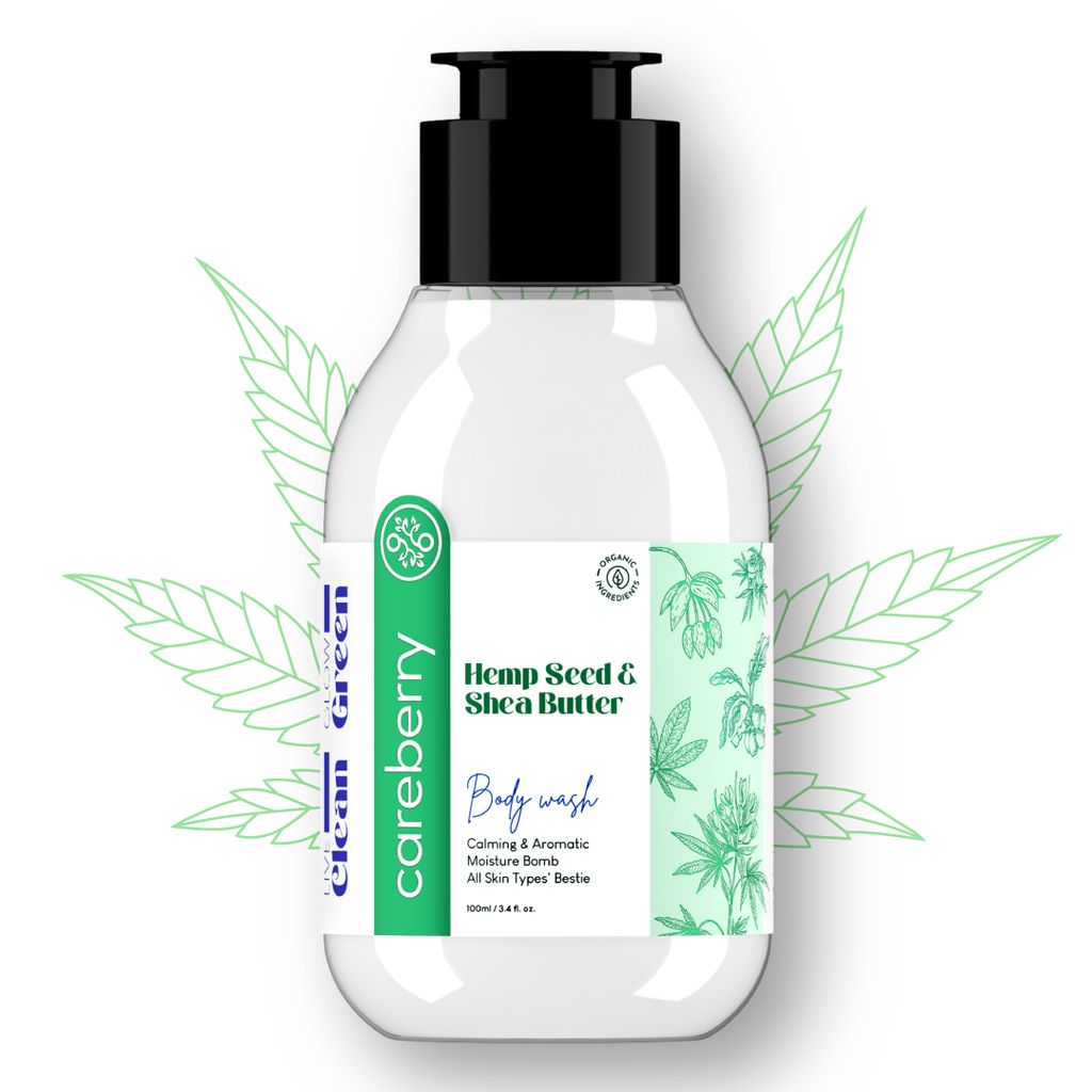 Careberry Hemp Seed & Shea Butter Calming Body Wash - Organic & Ayurvedic, Deep Nourishment for All Skin Types, Cruelty-Free, Vegan, Sulphate & Paraben-Free, Hydrating Skin Care -100ml view 2