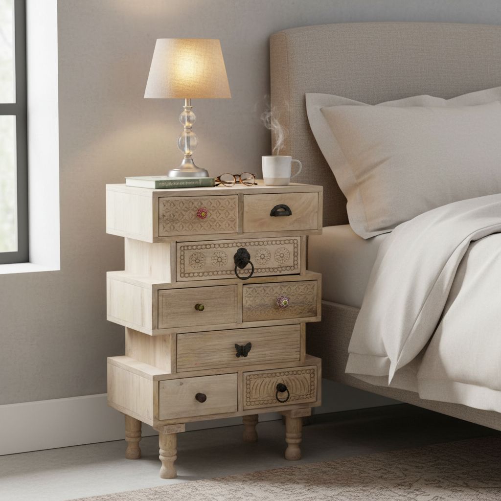 Wooden Bedside Table 8 Drawers Living Room Furniture view 2