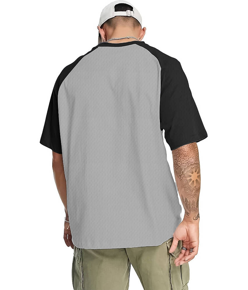 Leotude Men Cotton Blend Oversized Fit Printed T-Shirt ( Grey ) view 2