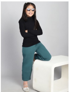 Baawri Girls Solid High Neck Top view 2