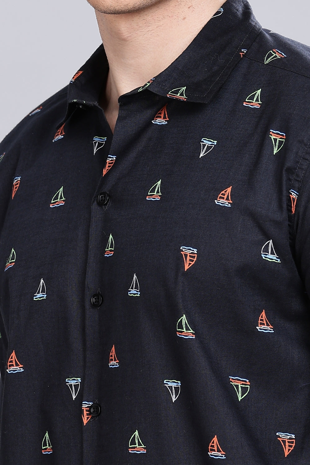 Navy Boat Club Printed Shirt view 2