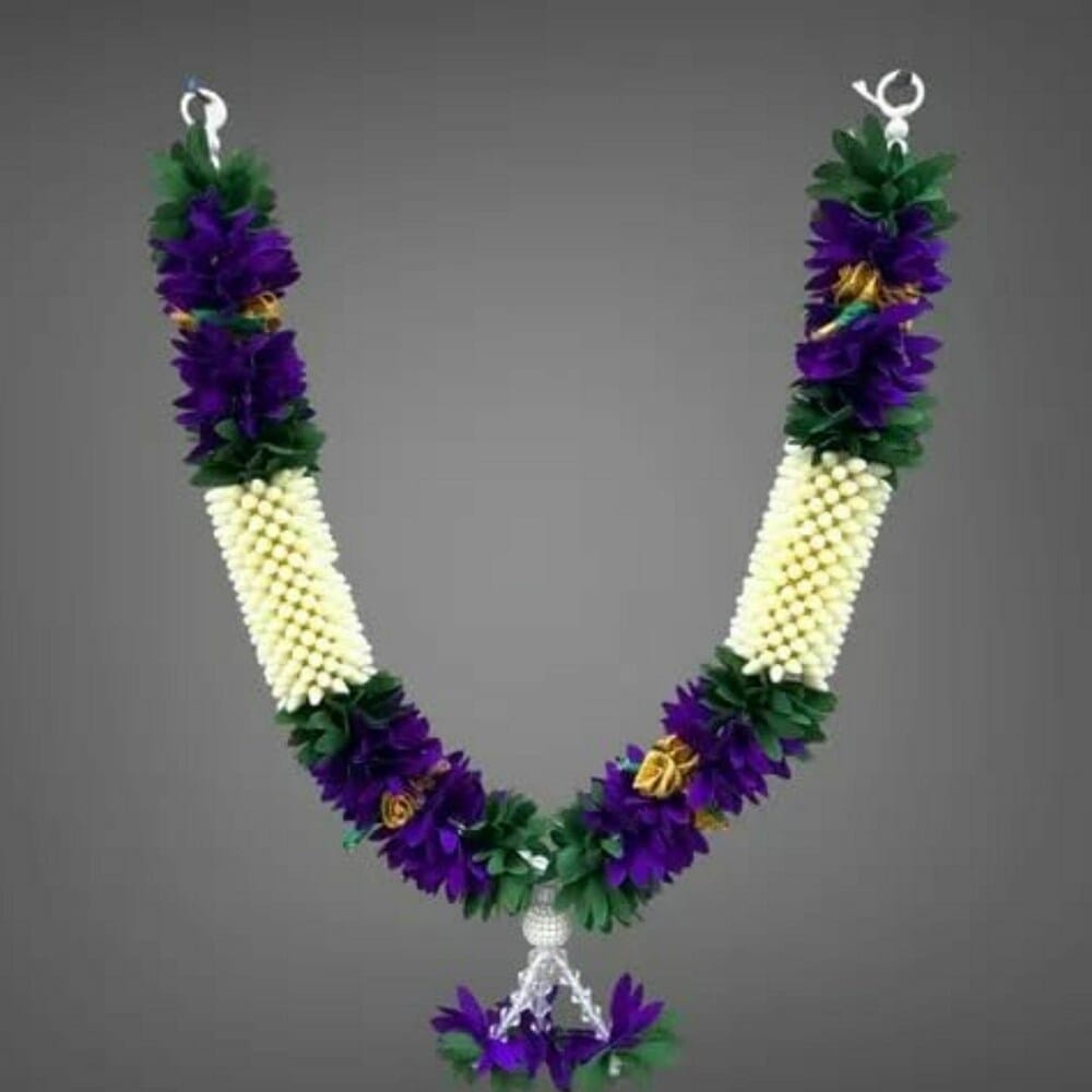 SHREE BALAJI ENTERPRISES Handmade Mala for Photo Frames and God Idols, Garland for Photos of Loved Ones, Traditional Mala for Ancestors and Pitra, Pooja Room | Piece of 1 | Purple Color