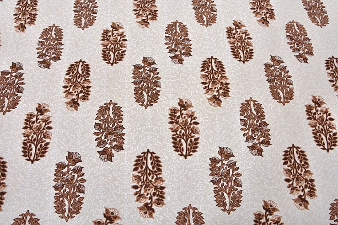 Lali Prints White Brown Ethnic Motifs Cotton 130 TC Queen Bedsheet with 2 Pillow Covers view 2