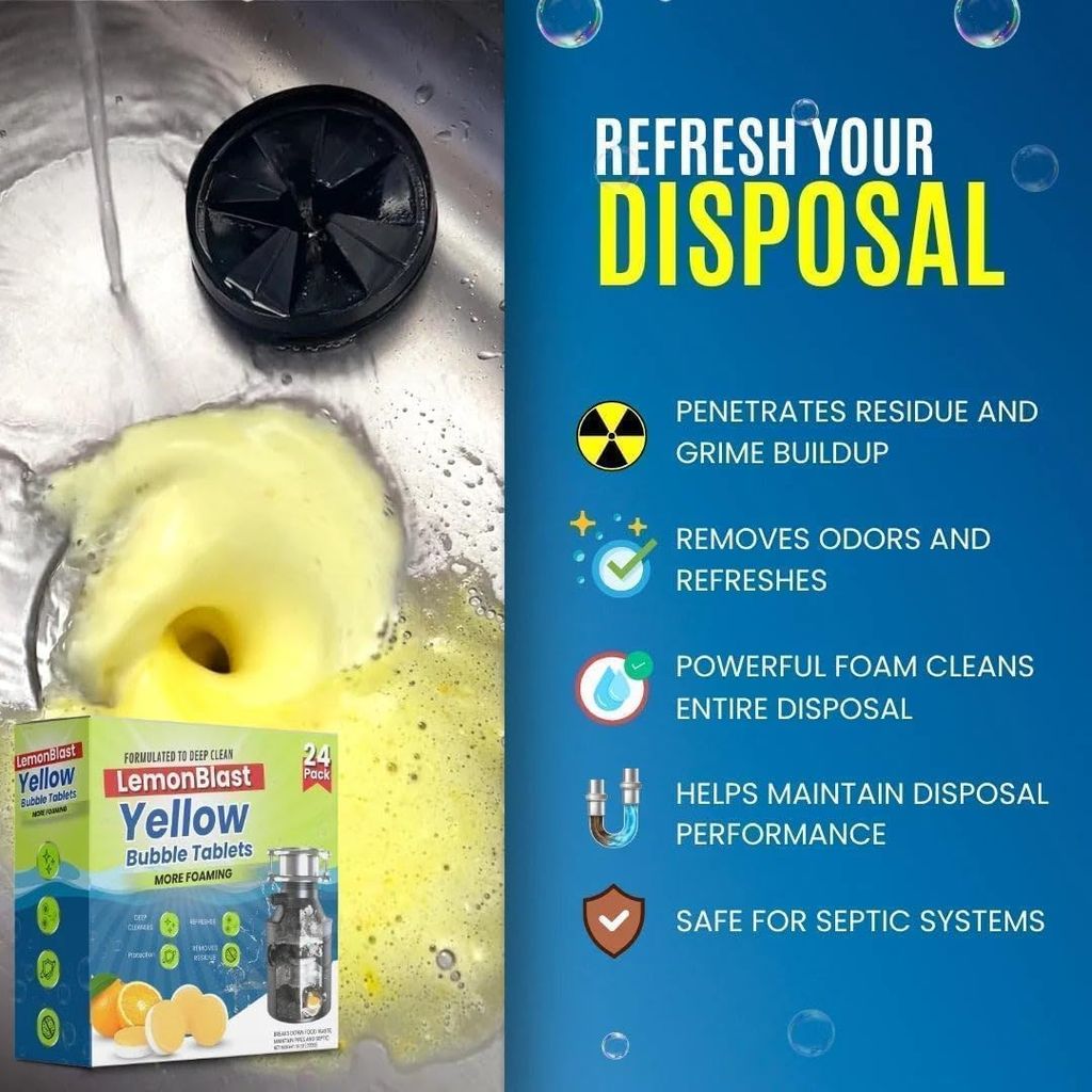 LemonBlast Yellow Garbage Disposal Bubble Cleaner Tablets - 24 Pack view 2