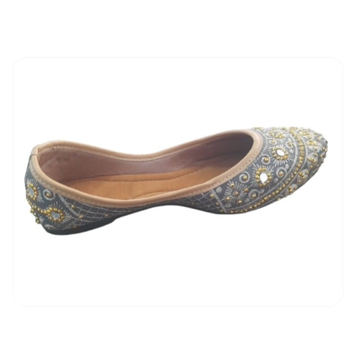 Women's Hand Embroidered Slip-On Flats with Mirror Work view 2