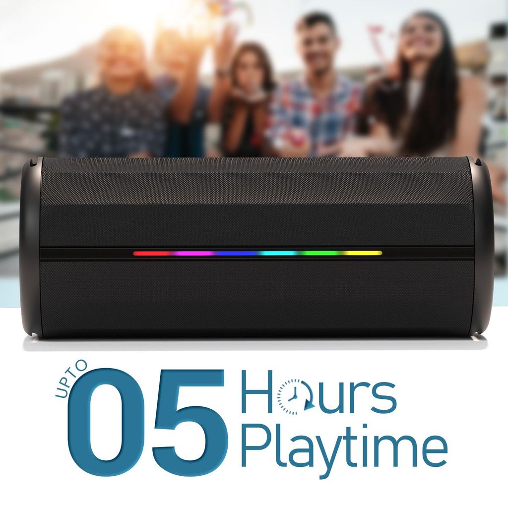 Portronics Nova 40W Portable Bluetooth Speaker with Dual Passive Radiator, Upto 5 Hours Playtime, RGB LED Lights, Bluetooth 5.3V, TWS Mode, Handsfree Calling, USB/AUX in Port, Type C Charging(Black) view 2