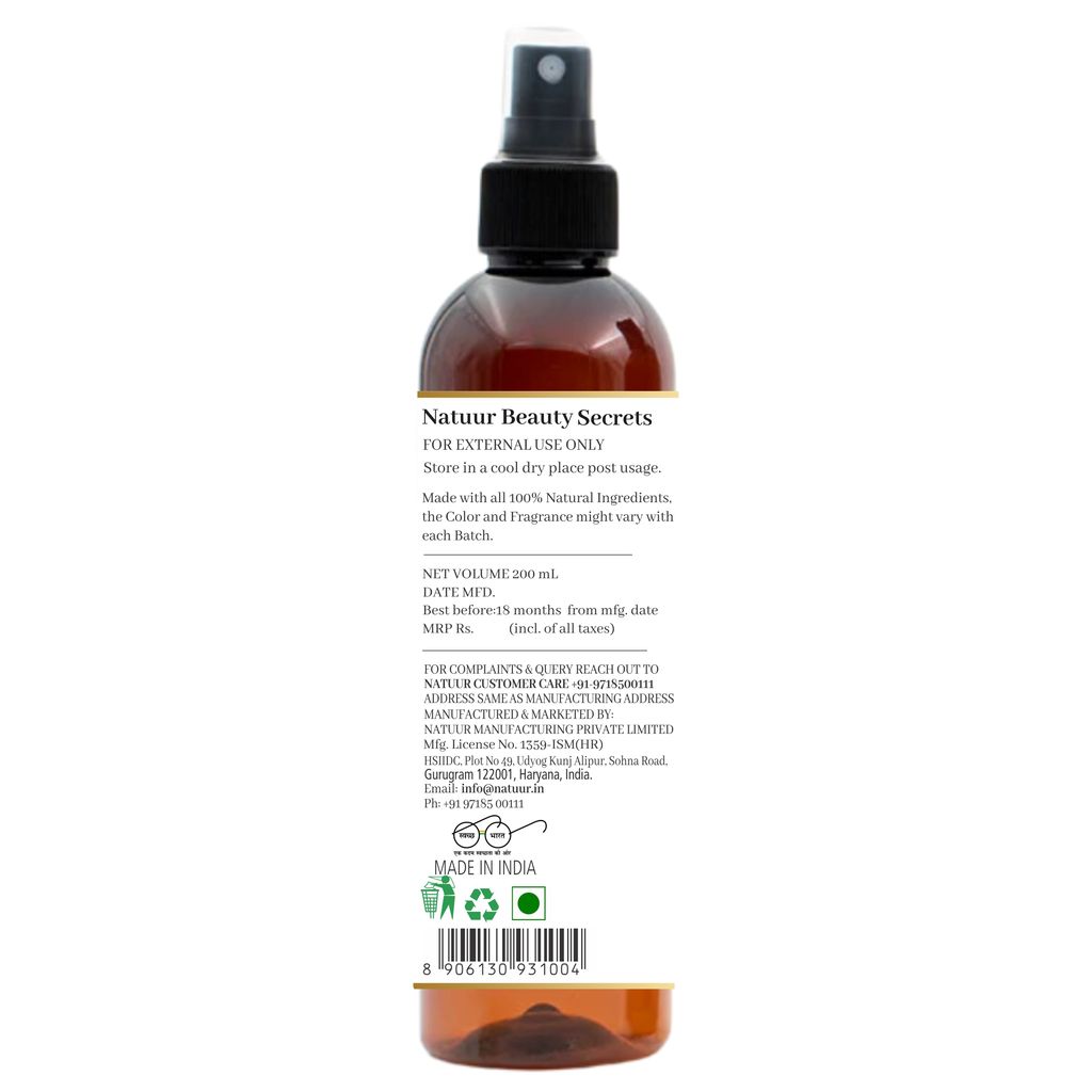 NATUUR - Pure Rose Water - 200ml | Skin Vitaliser | Suitable For Sensitive Skin| With Natural Ingrediants I Artificial colours, fragrances and preservatives free view 2