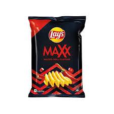 Lays Maxx Potato Chips - Sizzling Barbeque Flavour, Crunchy Crispy Snacks, 34 G Pouch