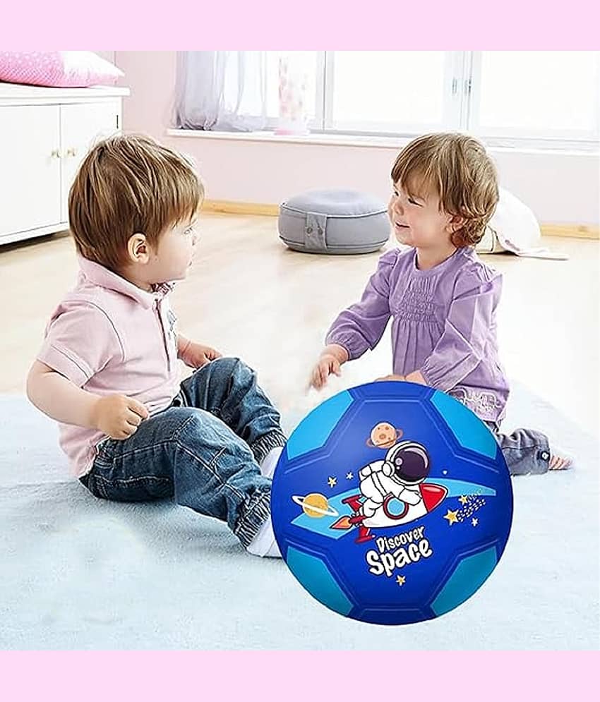 DENFE Football for Kids – 9 Inch Colorful Space Football Sports Toy – Extra Grip Silicone Rubber Beach Ball Sports Outdoor Game, Inflatable Ball for Kids Boys 3+ Years (Pack of 1) (Blue)