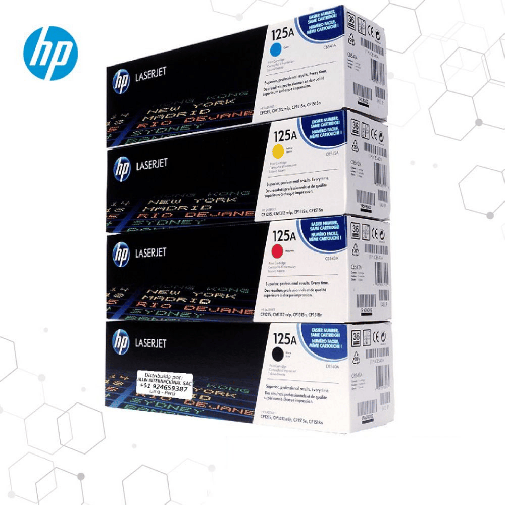 HP 125A Original LaserJet Toner Cartridge Set CYMK CB540A, CB541A, CB542A, CB543A) for HP Color LaserJet CP1215, CP1515n, CP1518ni, CM1312 MFP Printers view 2