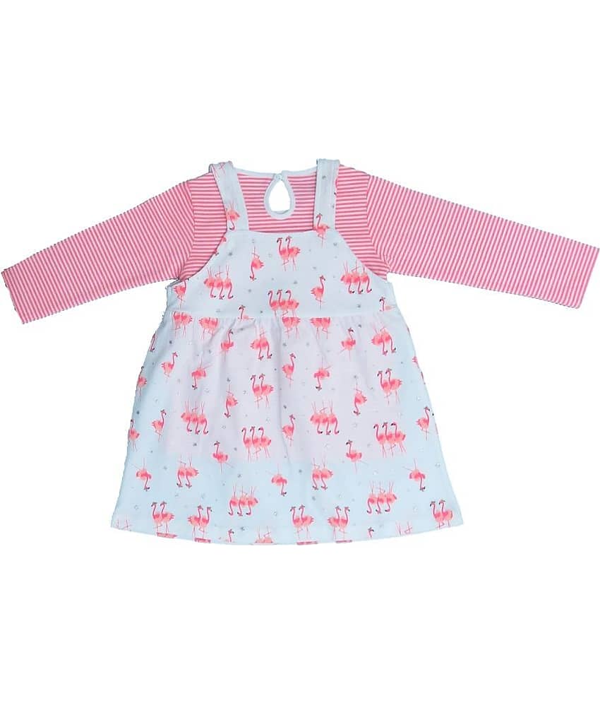 Clothe Funn Pack of 1 Baby Girls Cotton Dress ( White & Pink ) view 2