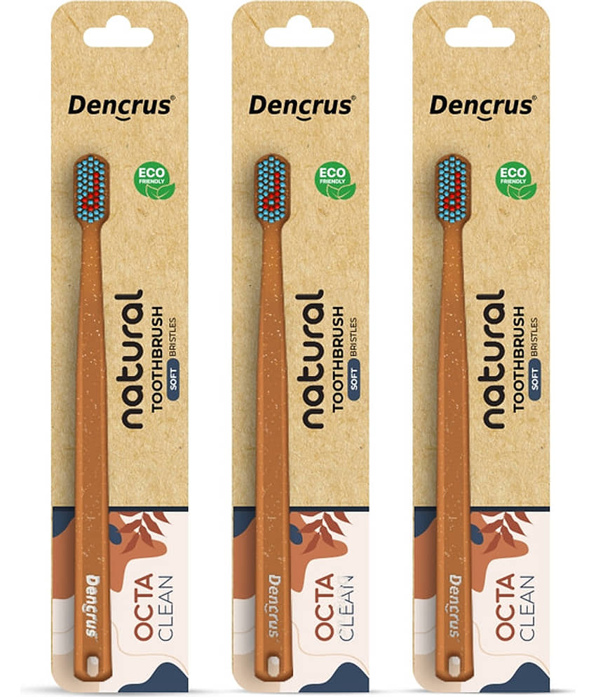 Dencrus Octa Clean Ultra-Soft Bristles Toothbrush Octagonal Handle Pack of 3 view 2