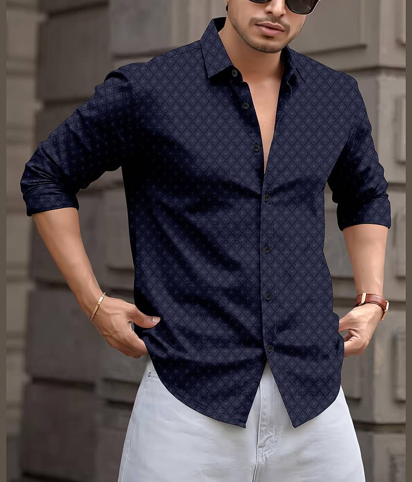Nofilter Cotton Blend Regular Fit Printed Full Sleeves Men's Casual Shirt - Dark Green ( Pack of 1 )
