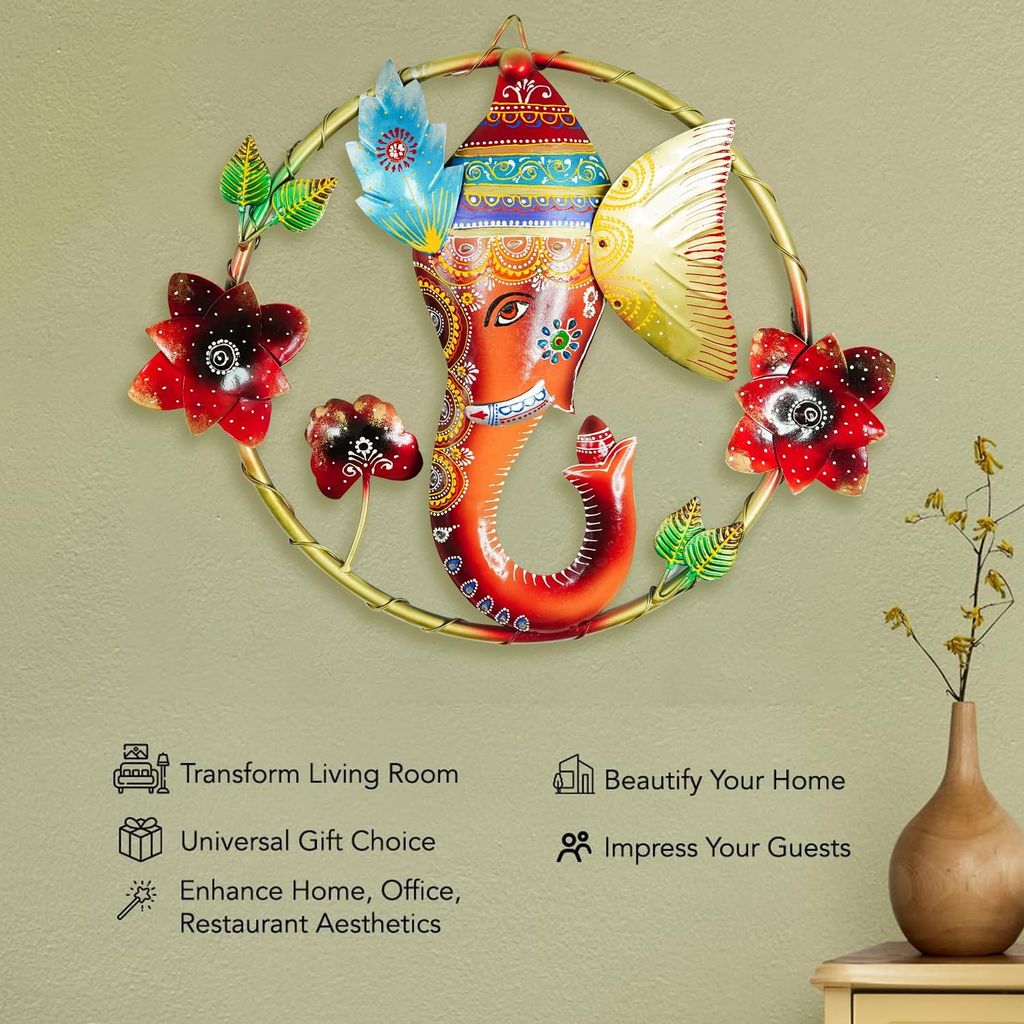 Tabassum Bandnani Handicrafts - Metal Wall Hanging Decoration Item for Living Room, Bedroom | Rajasthani Wall Art Sculpture for Wall Decor | Perfect Wall Hanging for Home Decor, Sofa Wall Decor or Office Decor view 2