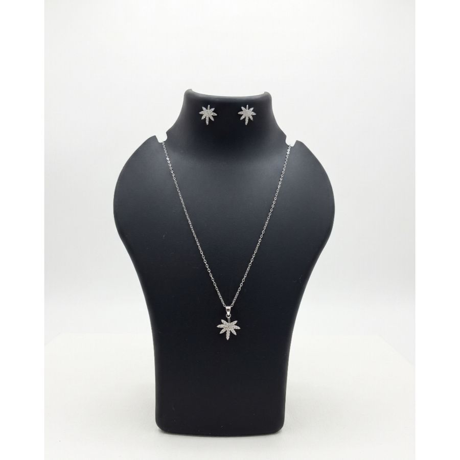 Pendant Set silver tone Leaf-Inspired view 2