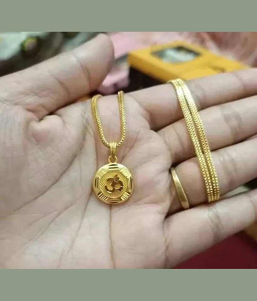 Charms Gold Religious Pendant With Chain ( Pack of 1 ) view 2