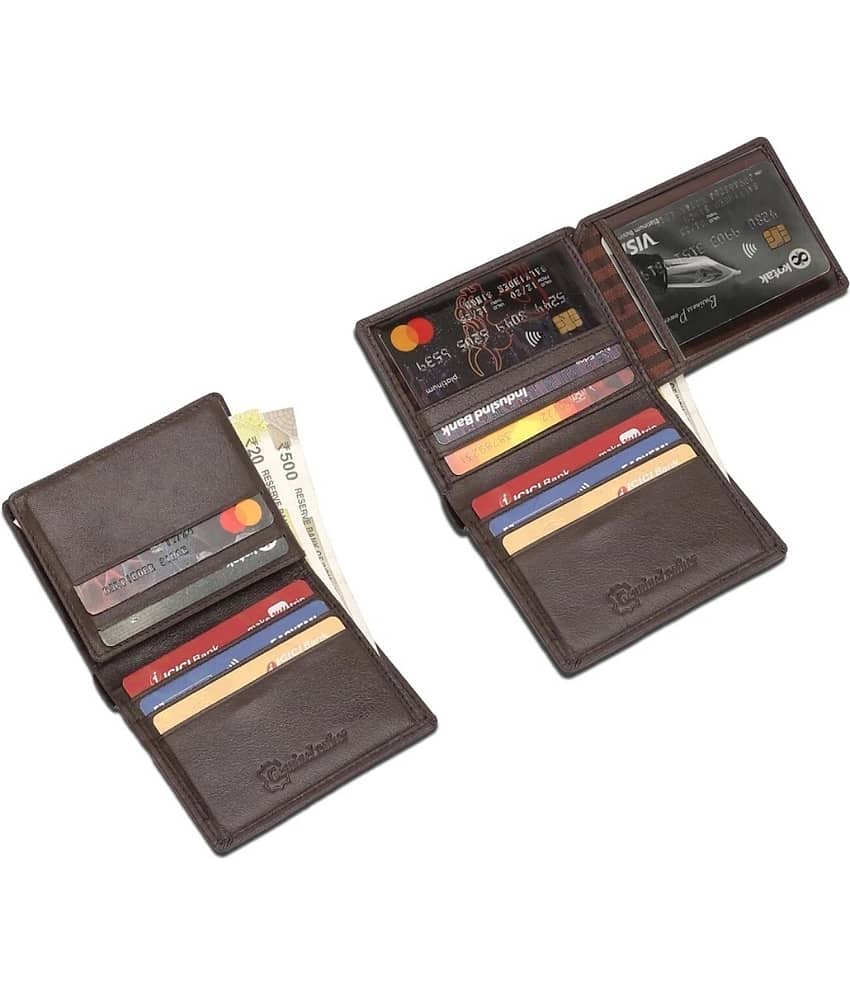 HIDEFLIX Leather Solid Men's Money Clipper With 6 Slots For Card ( Brown , Pack of 1 )