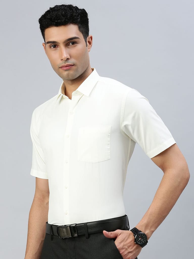 Mens Cotton Cream Shirt Half Sleeves Chiranjeevi view 2