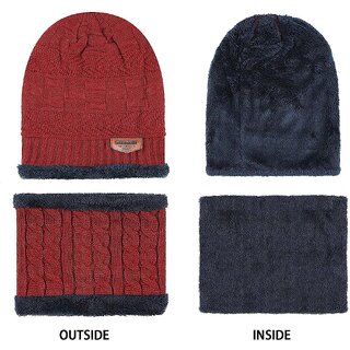 Eastern Club Women Red Woolen Winter Cap (Pack of 2) view 2