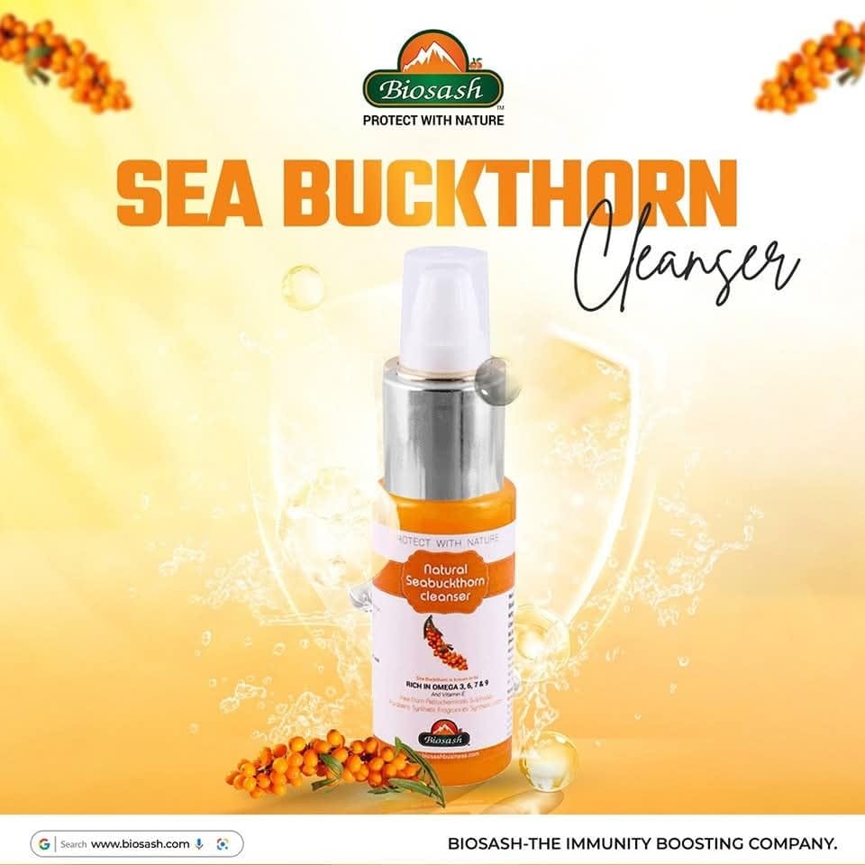 Biosash Sea Buckthorn Facial Cleanser 50ml | Herbal Face Wash with Omega 3 6 7 9 & Seabuckthorn Oil | Deep Cleansing, Tan Removal, Anti-Acne, Brightening | Suitable for All Skin Types view 2