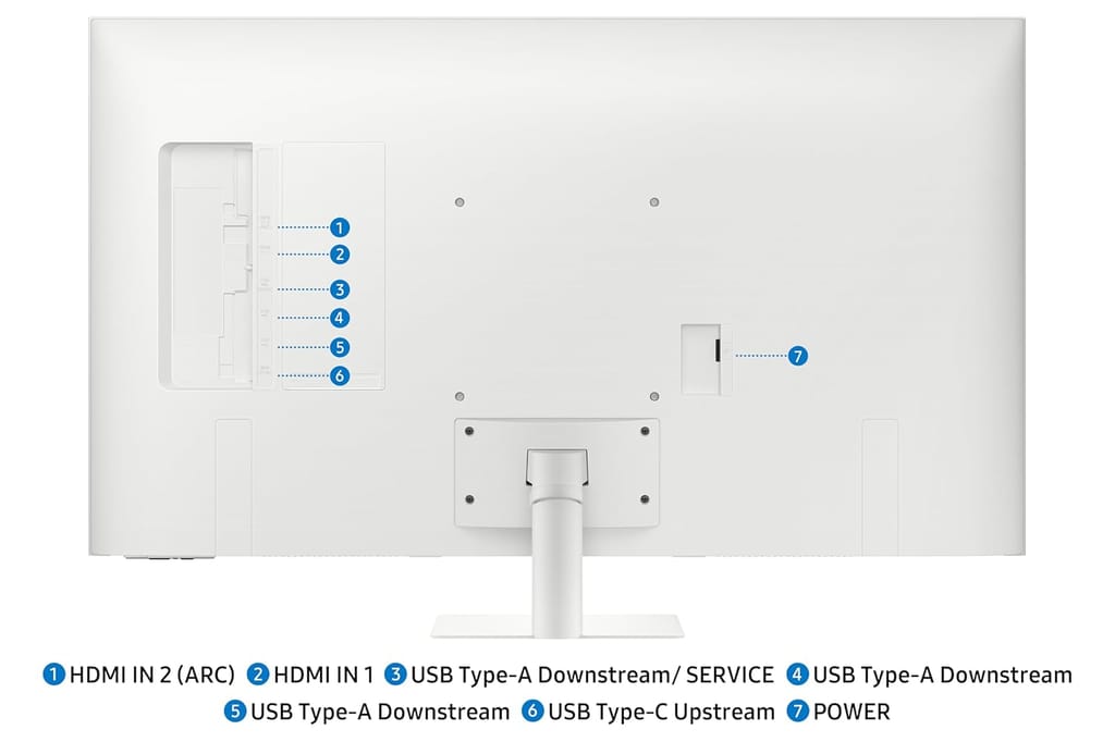 Samsung 43"(1.08m) 4K M7 Vision AI Smart Monitor|UHD 3840 x 2160|Smart TV Experience with AI|Type-C|Apple AirPlay|Gaming Bar|Remote|Speakers|Wi-Fi|Bluetooth|AI Picture & Sound|LS43FM701UWXXL|White view 2