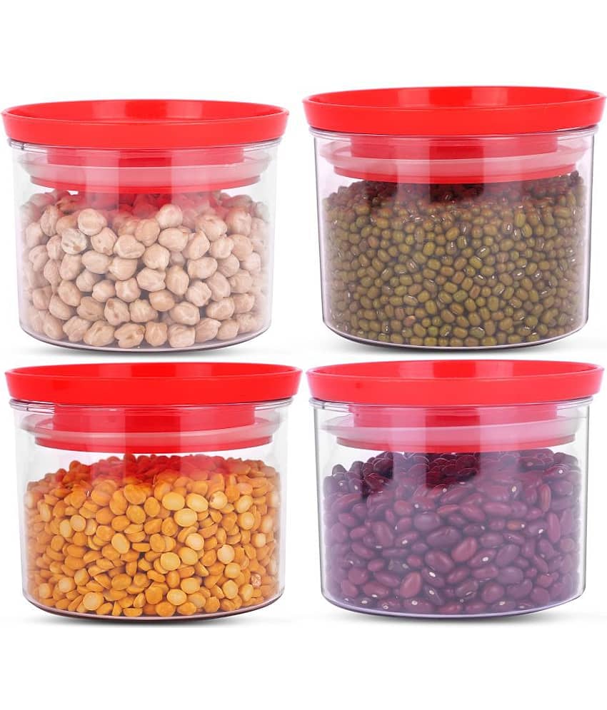 HomePro - Round Container | Airtight | Silicone Cap | Red | Plastic Utility Container | Set of 4 - 500 ml view 2