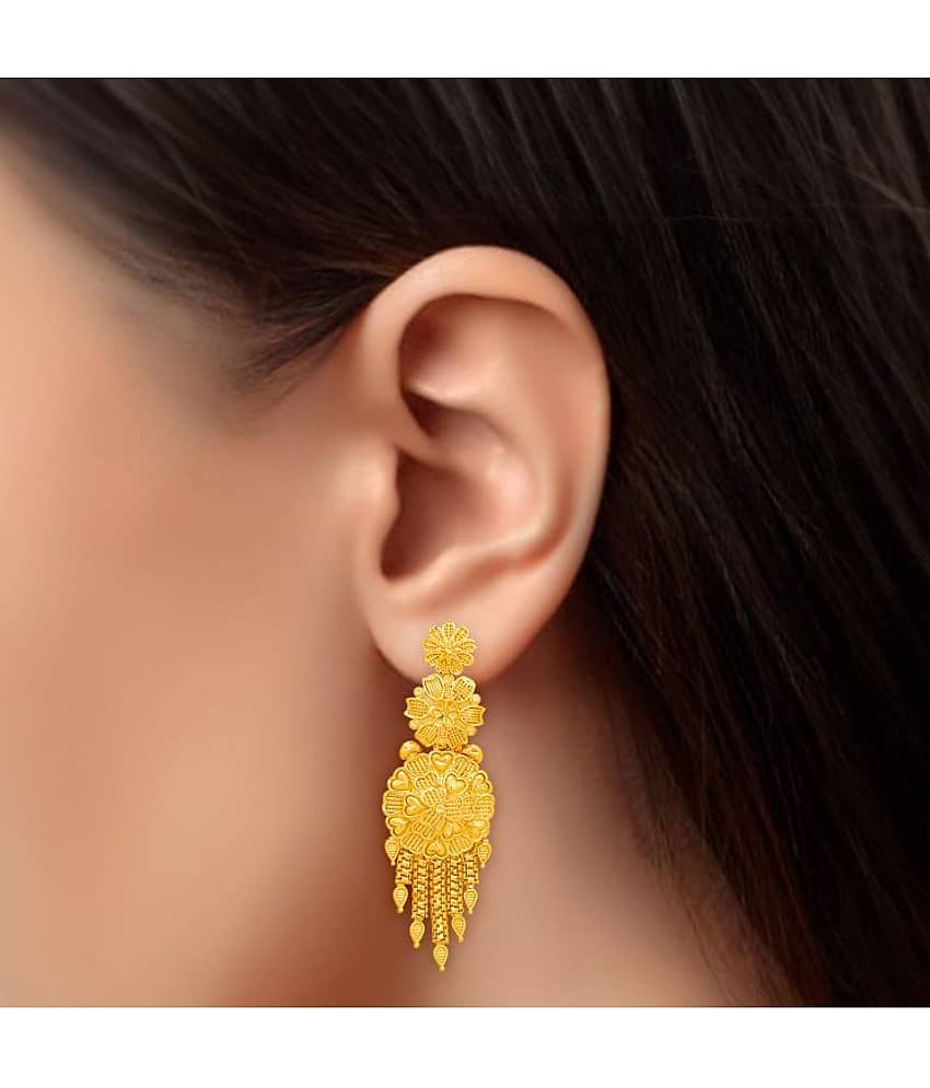 Drashti Collection Golden Chandbalis Earrings ( Pack of 1 ) view 2
