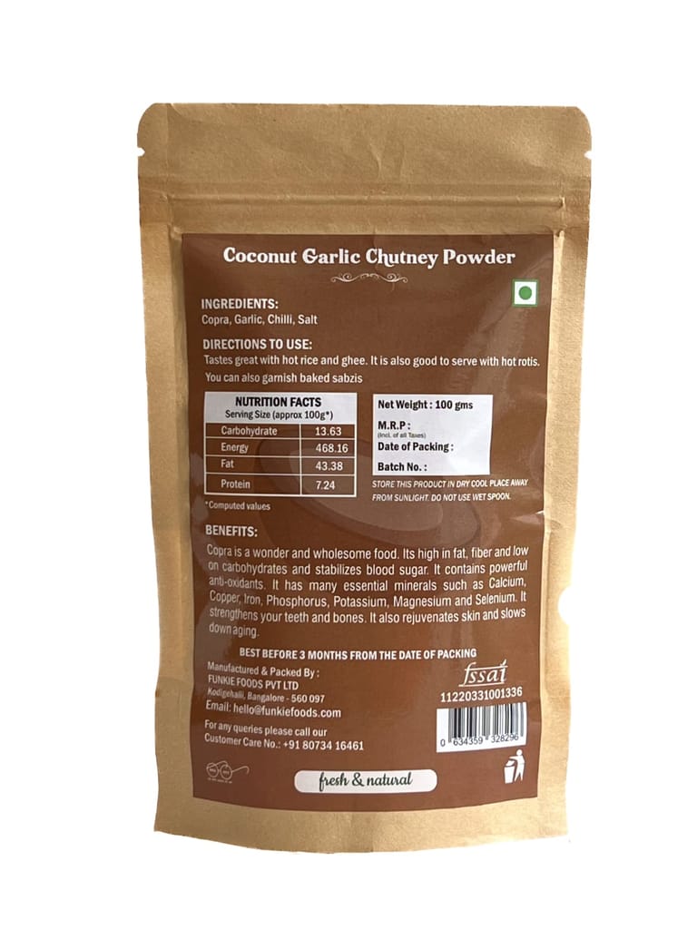 Coconut Garlic Chutney Powder - Funkie Foods view 2
