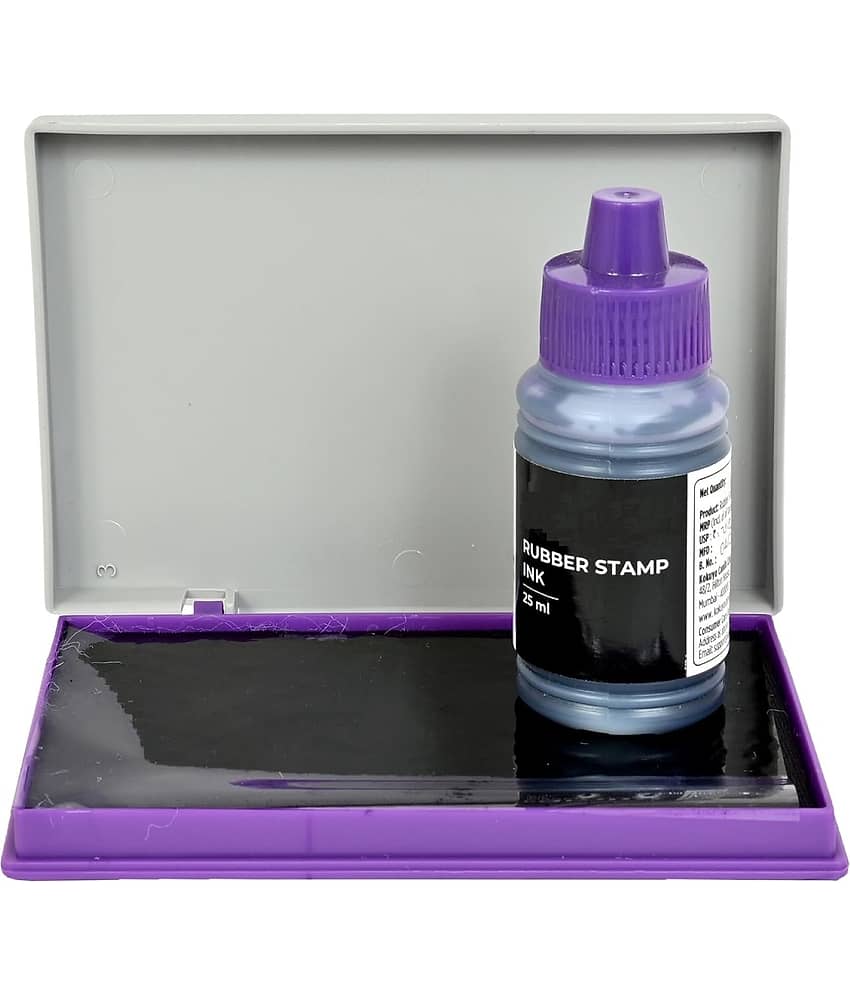 Stamp pad (Size 11.6 cm x 6.5 cm) and 25ml Ink Combo | Violet Stamp Pad and Ink Set