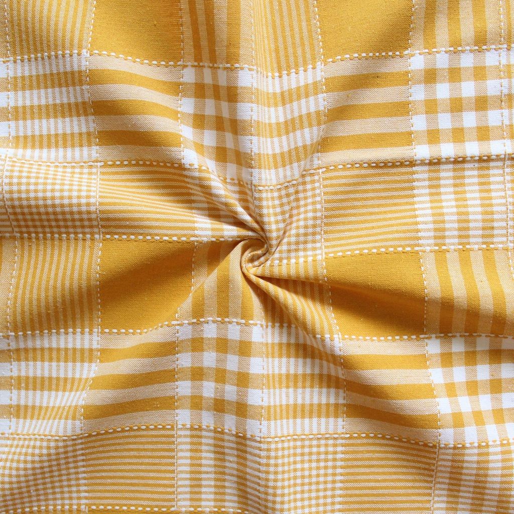 AIRWILL 100% Cotton Checkered Pattern 2 Seater Square Table Cover Sized, 36x36 inches (Yellow, Pack of 1) view 2