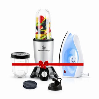 Double Safety Pattaya Dry Iron 1000W with Nutri GO Blender 2 Jar Combo | Juicer Mixer, Smoothie Blender for Kitchen | 2-Year Warranty | Budget Saving Combo