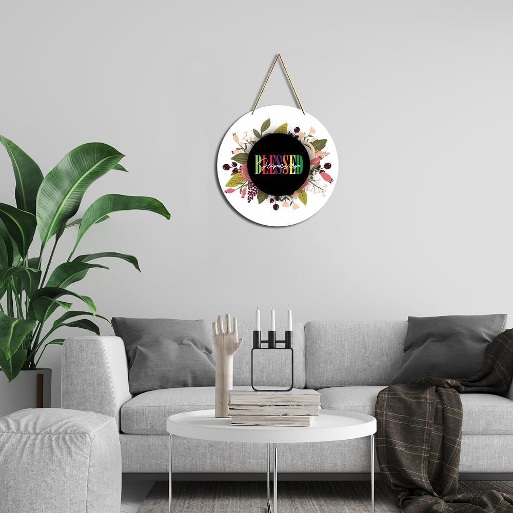 Charmor Blessed Round Wall Hanger for Home Decor| Office| Gift| Bedroom| Living Room Wall Decoration (WH4902) view 2