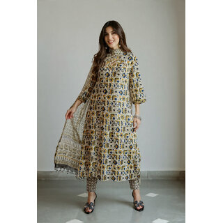 Elara Cream Rayon Dupatta Kotachex Kurta Set For Women view 2