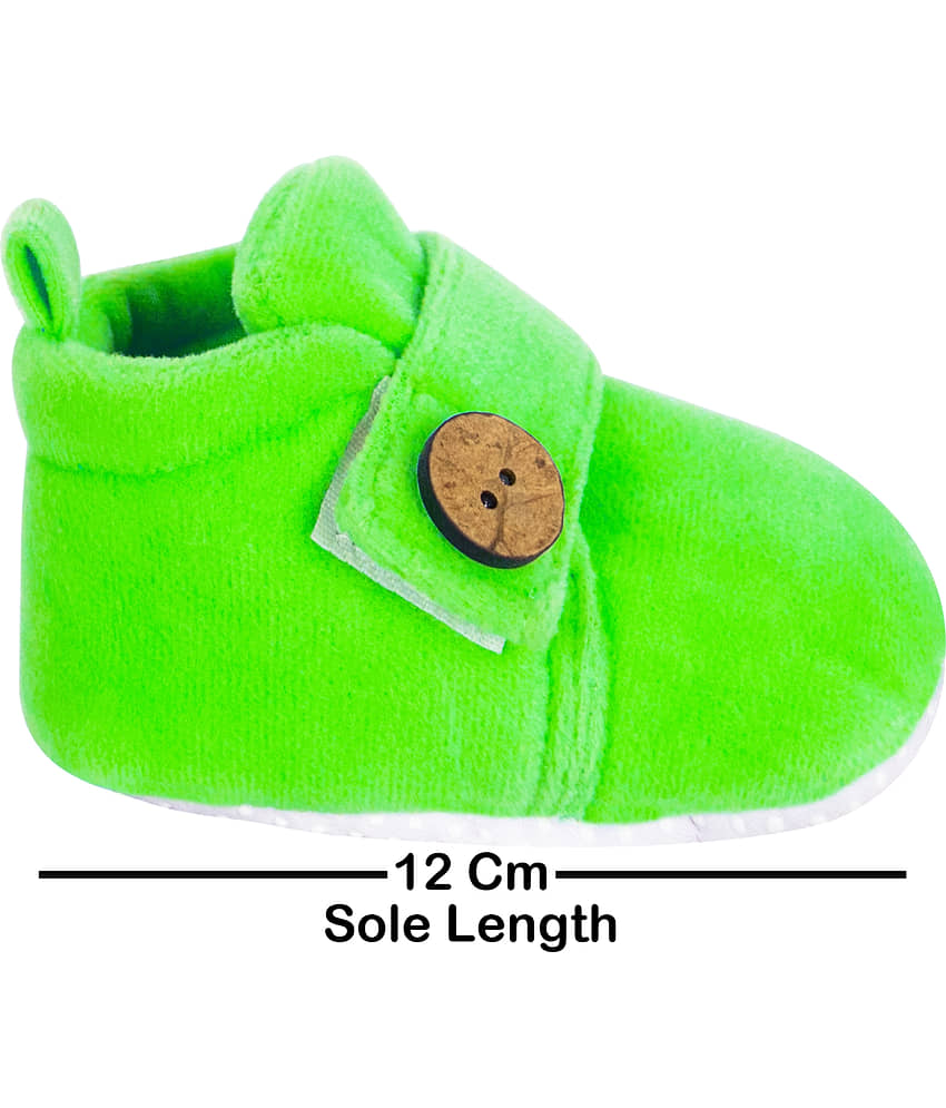 Neska Moda Baby Boys & Baby Girls 6 To 9 Months Velvet Booties (Green,Light Green,Neon Green) -BT789 view 2