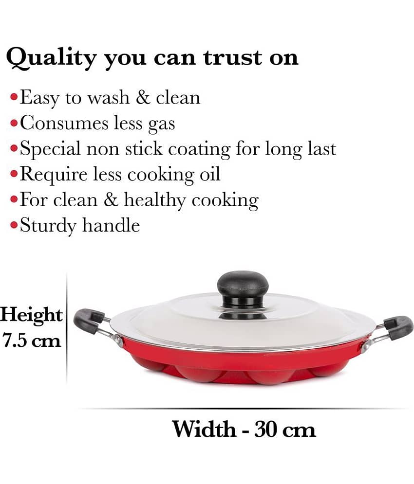 HomePro - Red Appam Aluminium Non-Stick Appam Patra 1200 ml ( Pack of 1 ) view 2