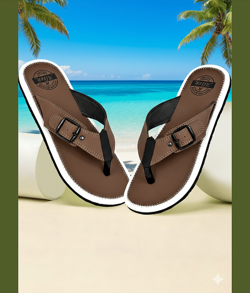 Altek Brown Men's Thong Flip Flop view 2