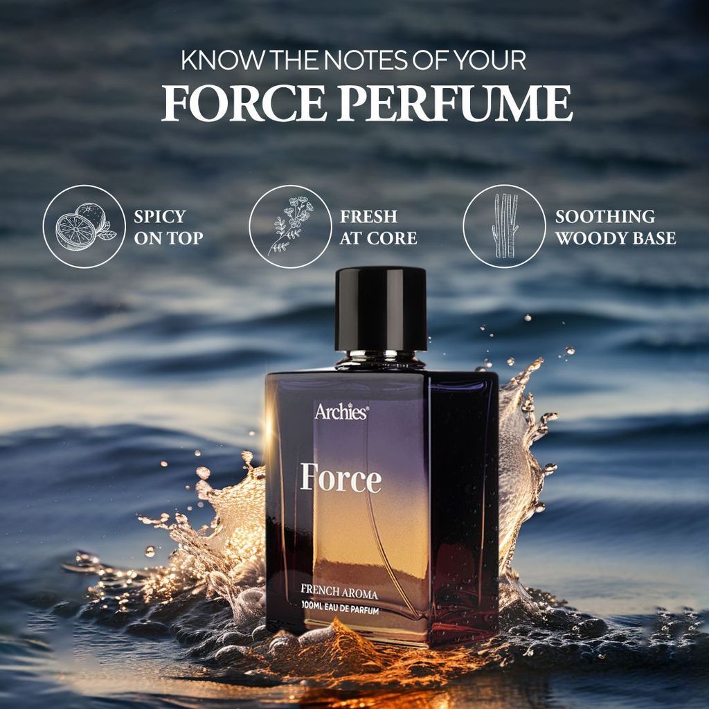 ARCHIES FORCE Eau De Luxury Parfume for Men | 100ML | French Aroma | Fresh Scent, Aromatic, Nightwear, Woody | Premium & Long Lasting EDP Fragrance Scent (20% High Concentration Perfume) view 2