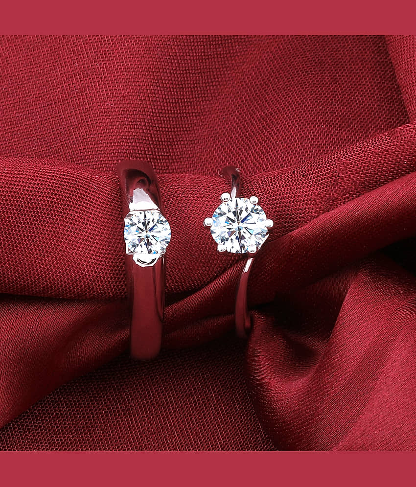 Silverplated lovely Solitaire His and Her Adjustable proposal couple ring For Men And Women Jewellery view 2