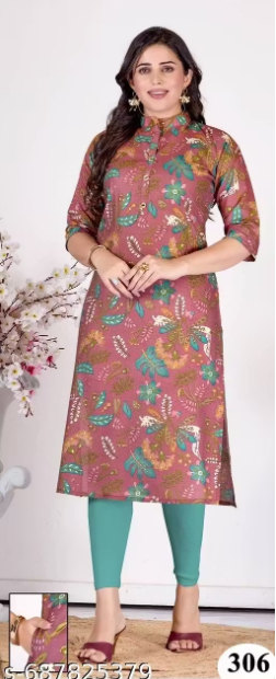 Muslin Tai Patti Straight Kurta with Buttons & Side Pocket Elegant Wear view 2