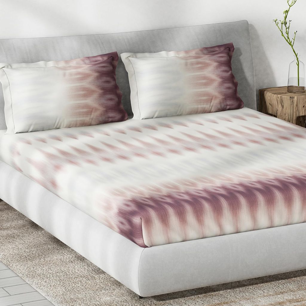DDECOR - Primary Collection 100% Cotton Ethnic Pattern 136TC King Fitted Sheet|180 CM X 198 CM| - Red view 2