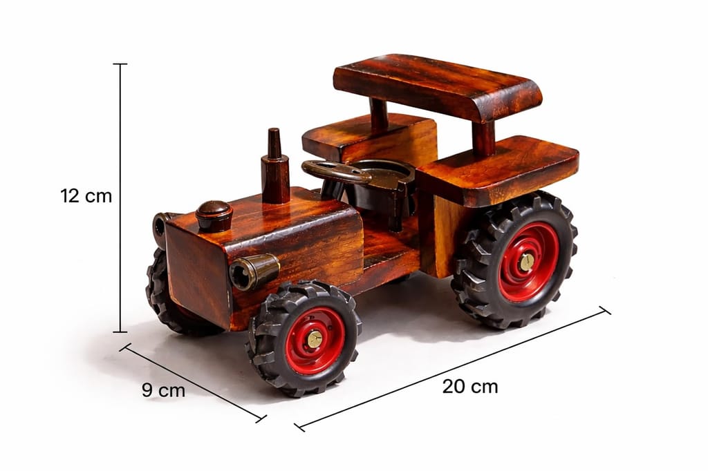 Handcrafted Wooden Tractor Showpiece view 2