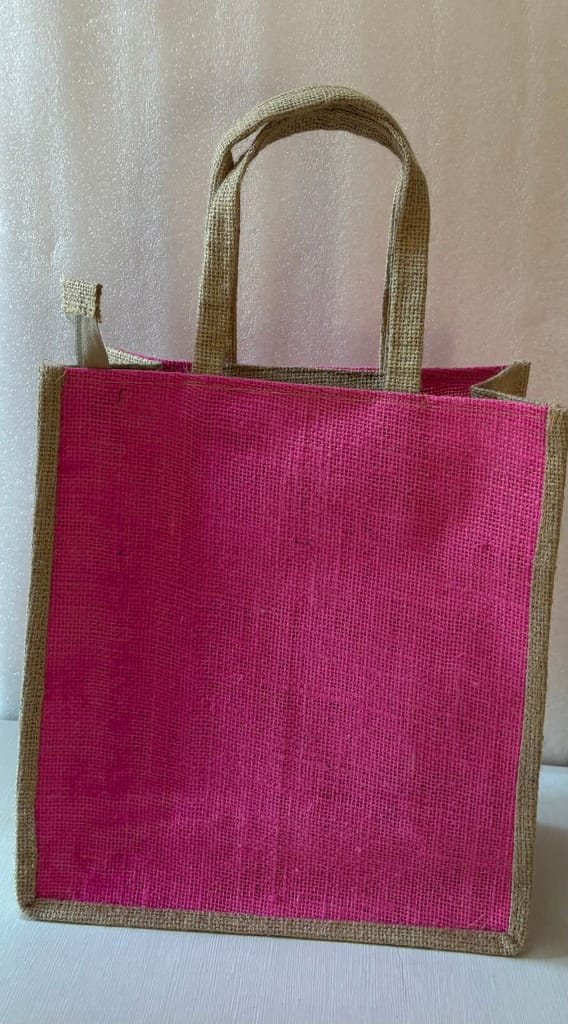 Jute Tote Bag in Pink shade view 2