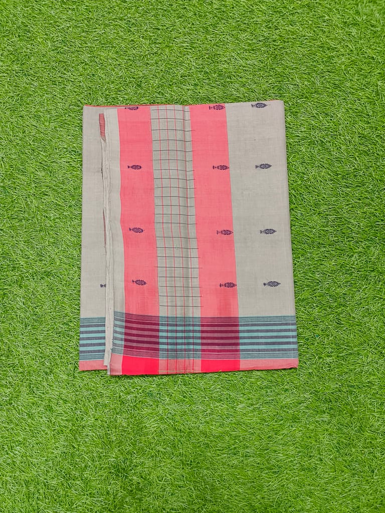 MORI HANDLOOM COTTON FISH BUTTA SAREE view 2