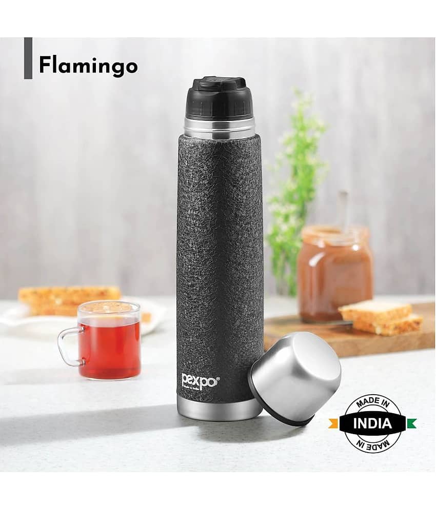 Pexpo 1000ml 24 Hrs Hot and Cold Flask with Jute-bag, Flamingo Vacuum insulated Bottle (Pack of 2, Red) view 2