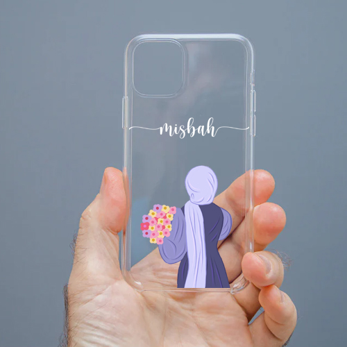 Personalized Cute Girl Transparent Silicon Case Customised with Name for Oppo, Vivo, Redmi, Realme, Poco, Mi, OnePlus, Samsung, iPhone, and More - design 8