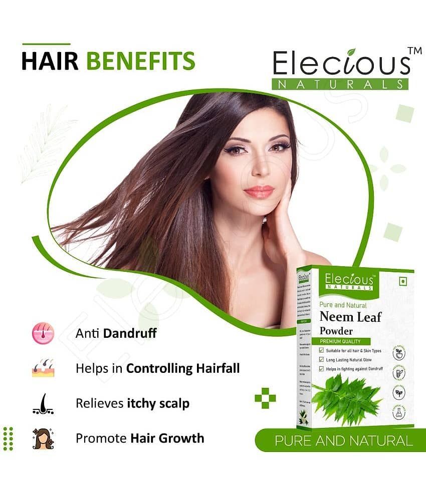 Elecious 100% Natural Neem Powder for Face and Hair (200 Grams) | Anti-Pimple and Anti-Bacterial view 2